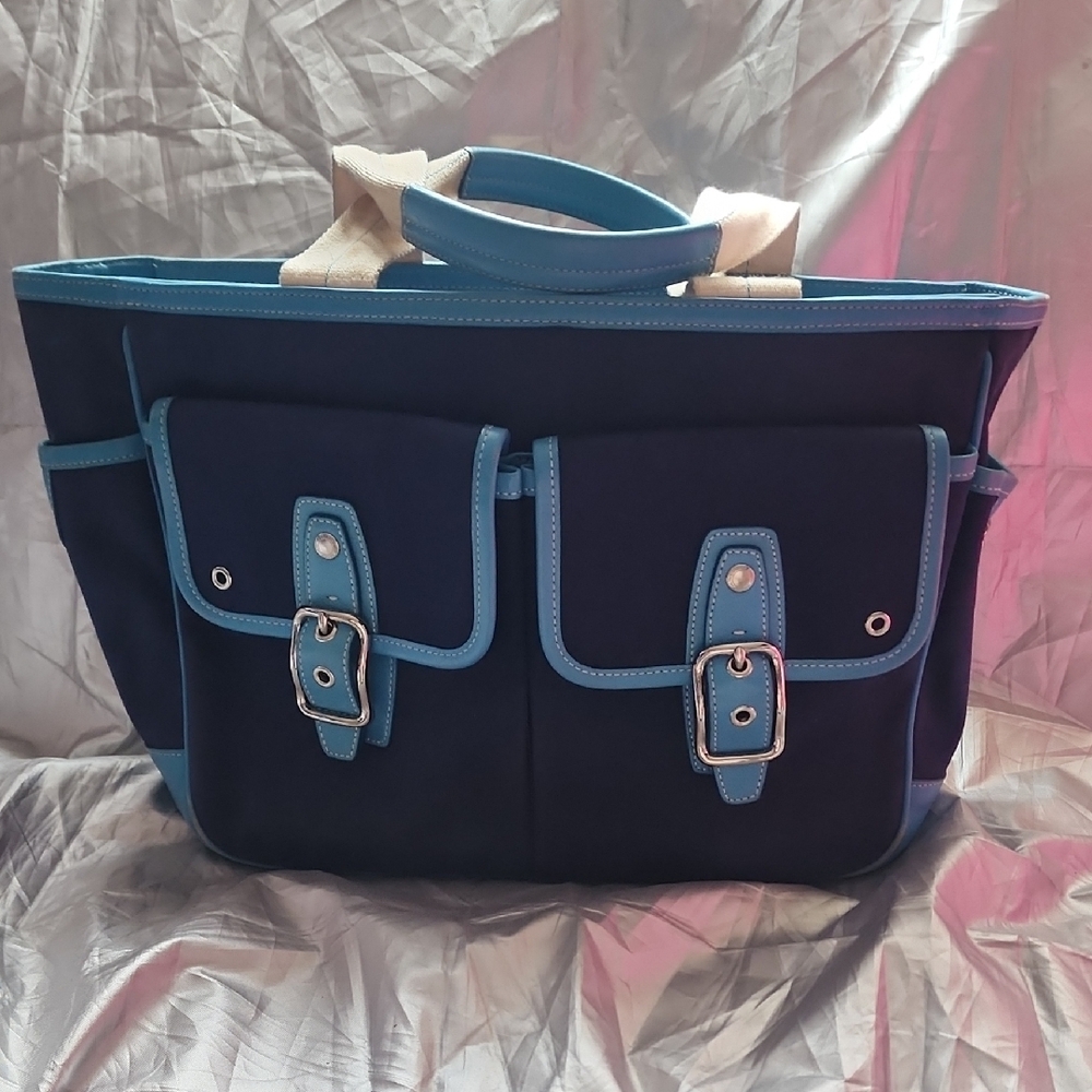 Stylish Blue and Black Tote Bag